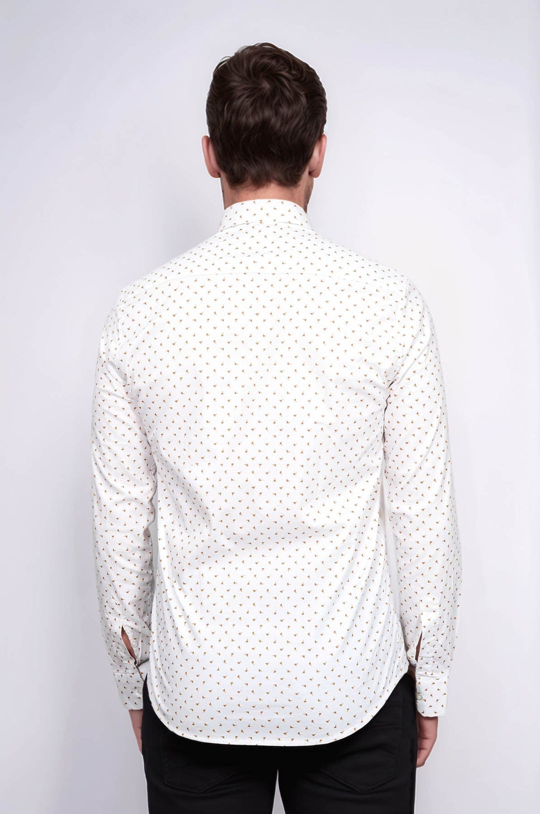 WSS Minimal Golden Print White Men's Shirt  - Maple Ridge