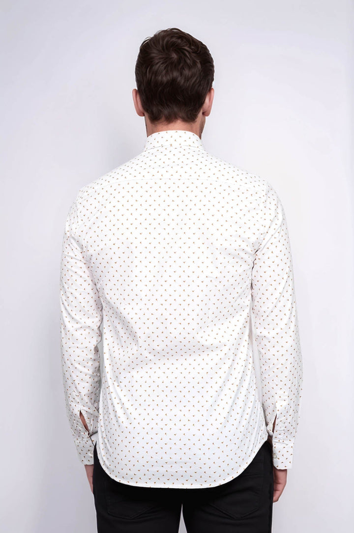 WSS Minimal Golden Print White Men's Shirt  - Maple Ridge