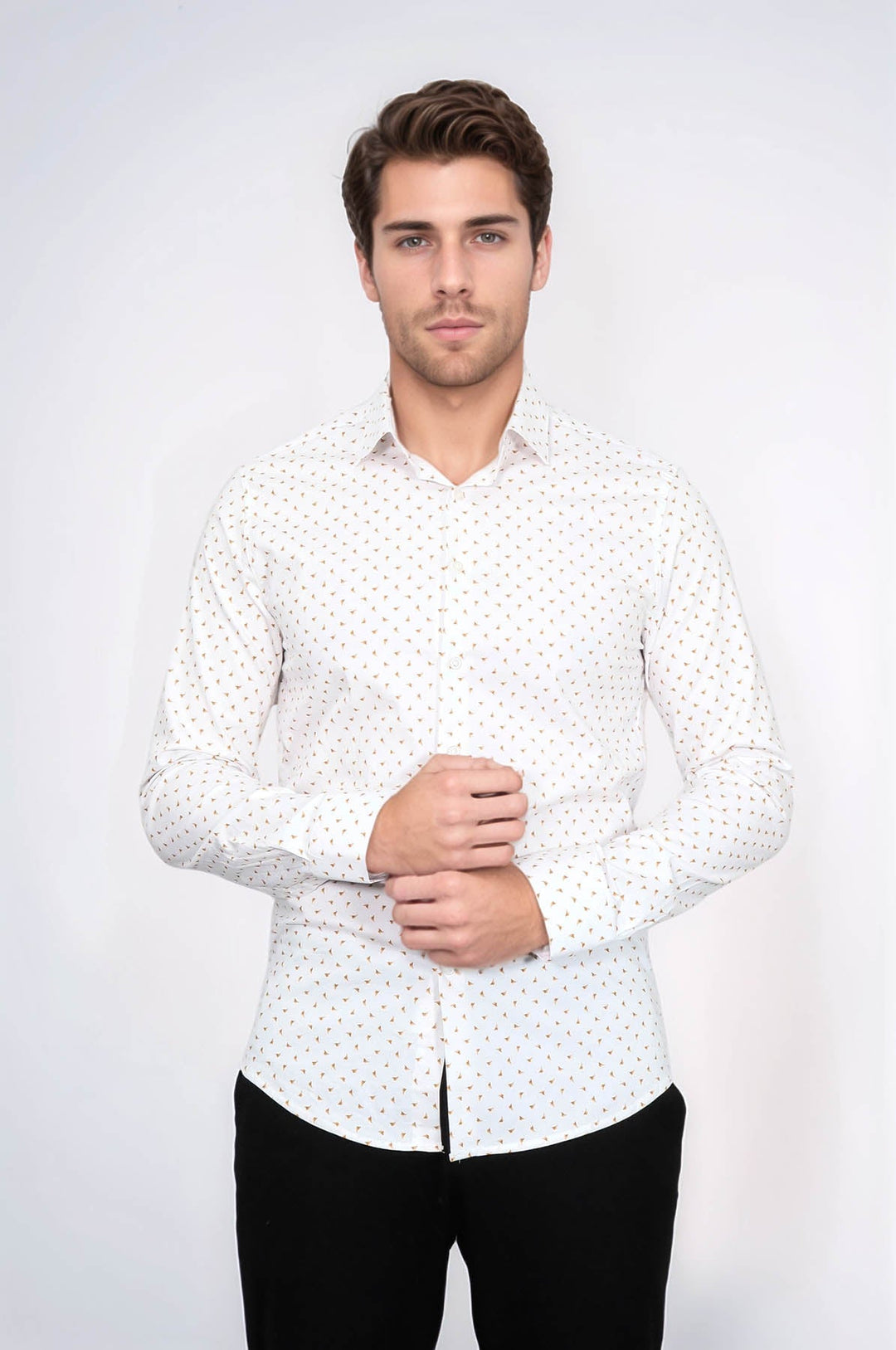 WSS Minimal Golden Print White Men's Shirt  - Maple Ridge