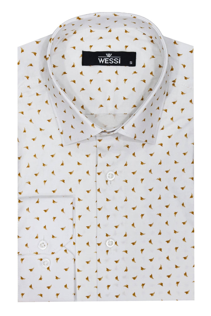 WSS Minimal Golden Print White Men's Shirt  - Tallahassee