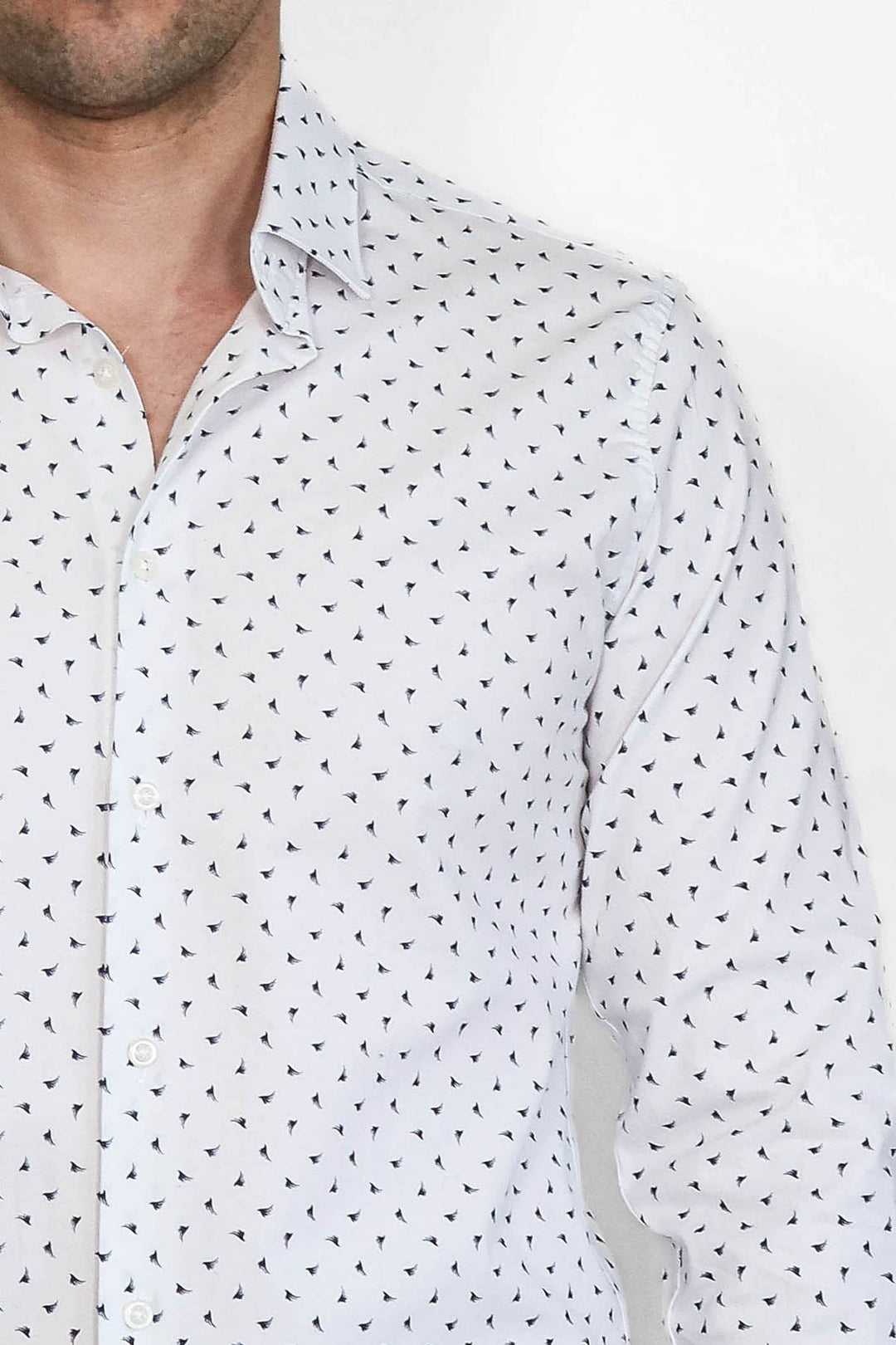 WSS Men’s White Shirt with Minimal Black Pattern –  - Medicine Hat