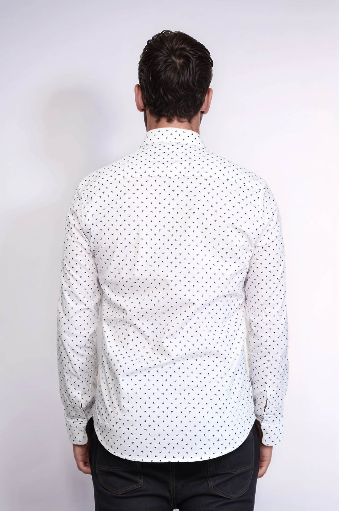 WSS Men’s White Shirt with Minimal Black Pattern –  - Medicine Hat