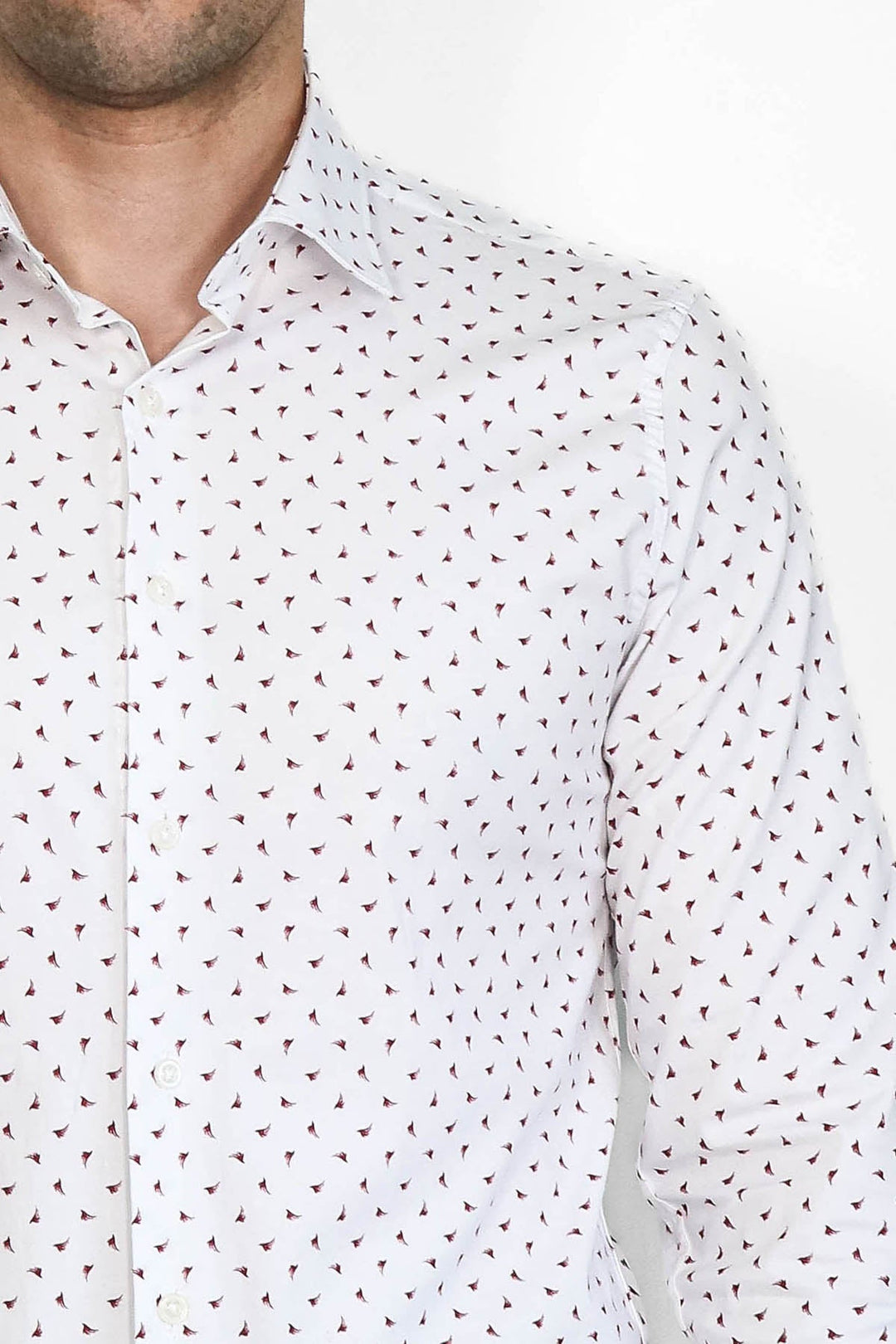 WSS Men’s White Shirt with Minimal Burgundy Pattern –  - Taylorsville