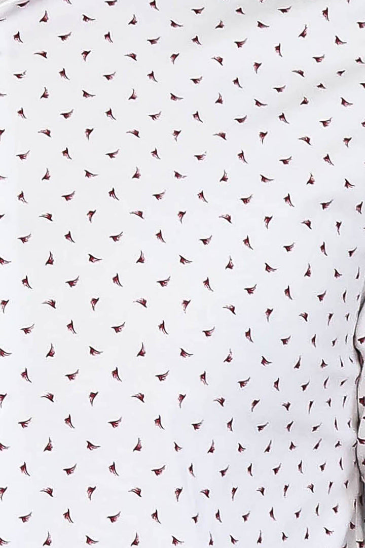 WSS Men’s White Shirt with Minimal Burgundy Pattern –  - Taylorsville