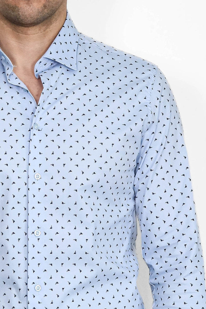 WSS Men’s Light Blue Shirt with Minimal Black Pattern –  - Ulm