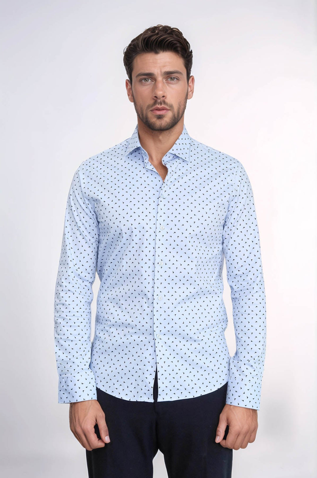 WSS Men’s Light Blue Shirt with Minimal Black Pattern –  - Ulm