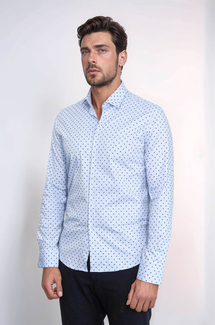 WSS Men’s Light Blue Shirt with Minimal Black Pattern –  - Ulm