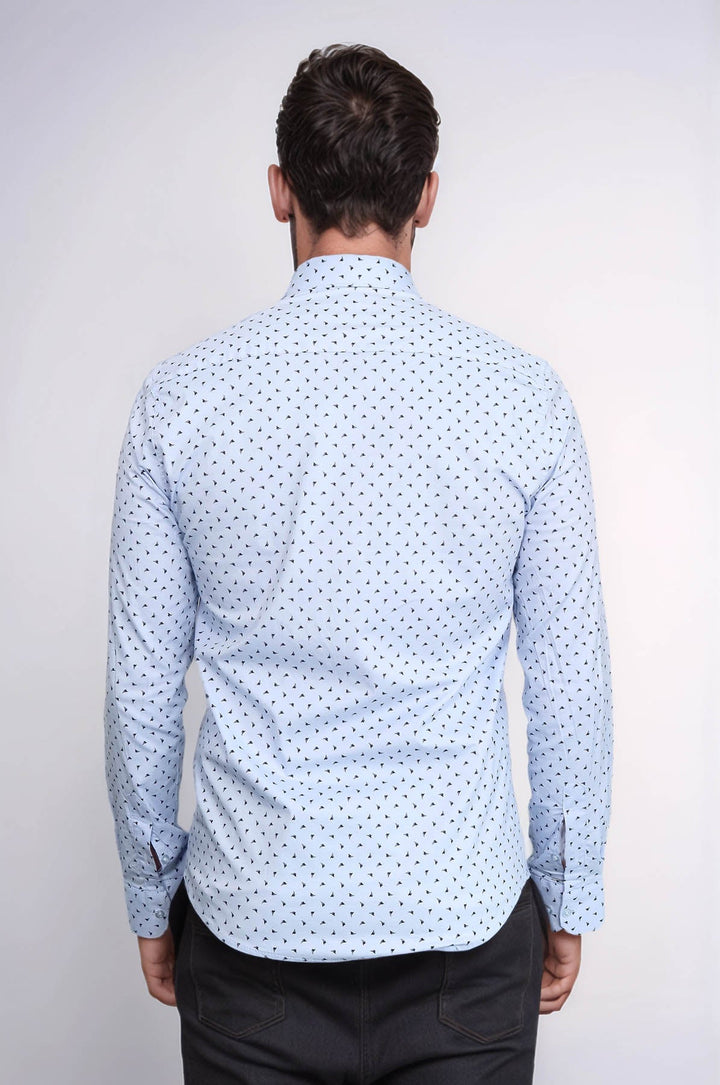 WSS Men’s Light Blue Shirt with Minimal Black Pattern –  - Ulm