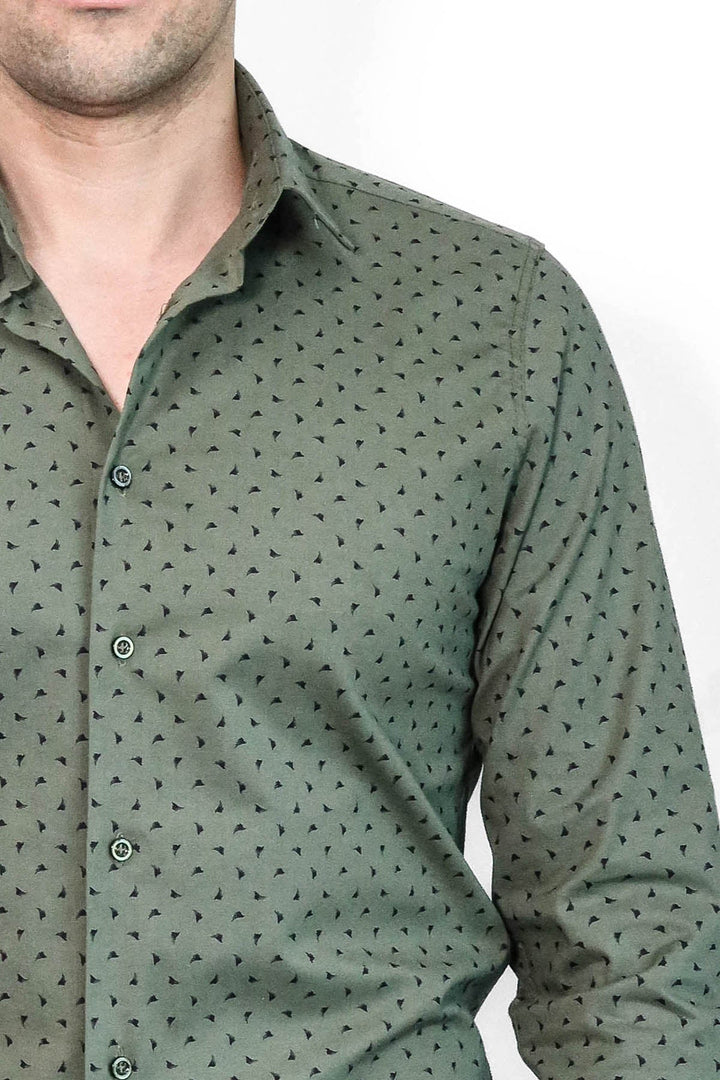 WSS Men’s Khaki Shirt with Minimal Black Pattern –  - Hennef