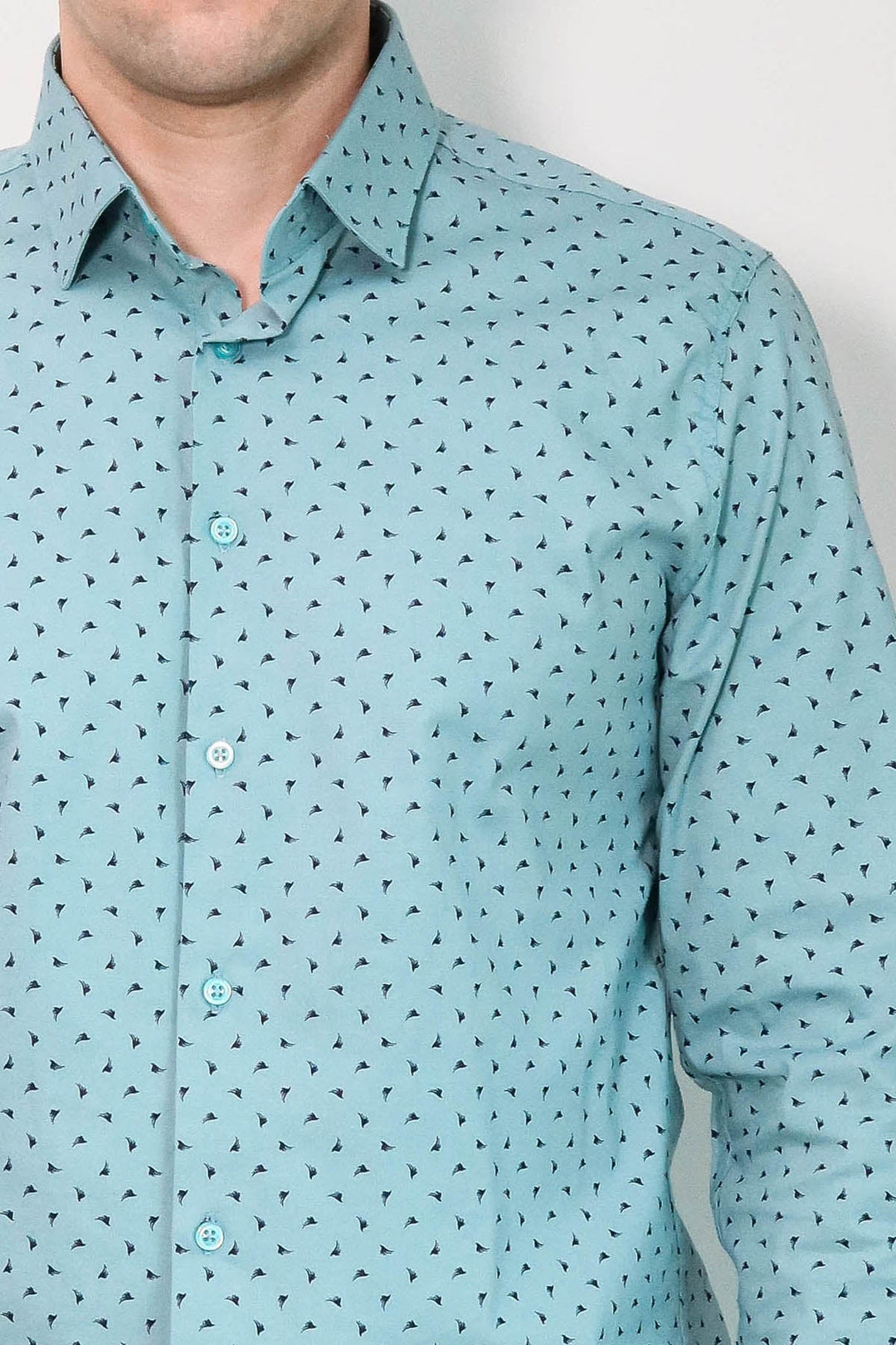 WSS Men’s Turquoise Shirt with Minimal Black Pattern –  - Washington