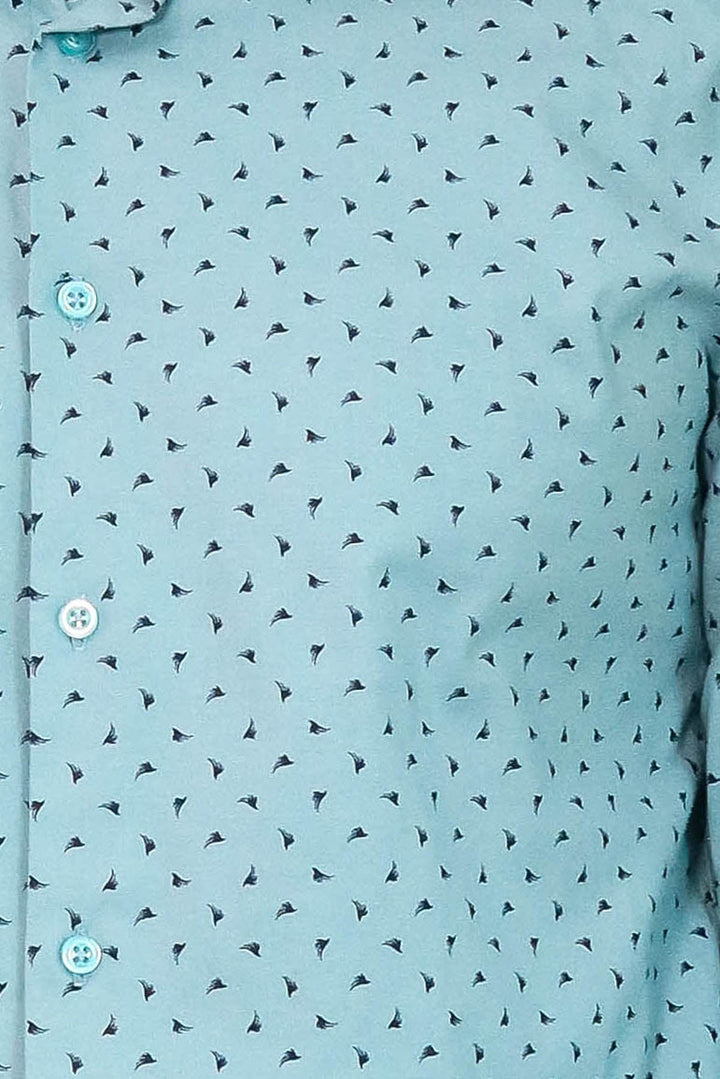WSS Men’s Turquoise Shirt with Minimal Black Pattern –  - Washington
