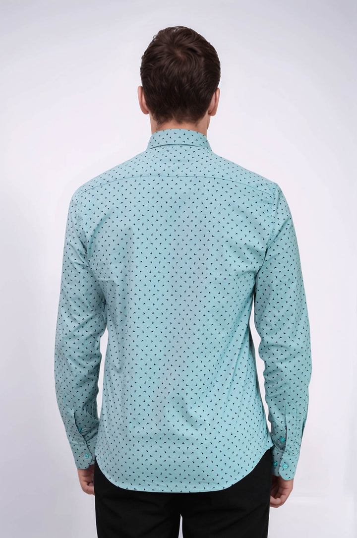 WSS Men’s Turquoise Shirt with Minimal Black Pattern –  - Washington