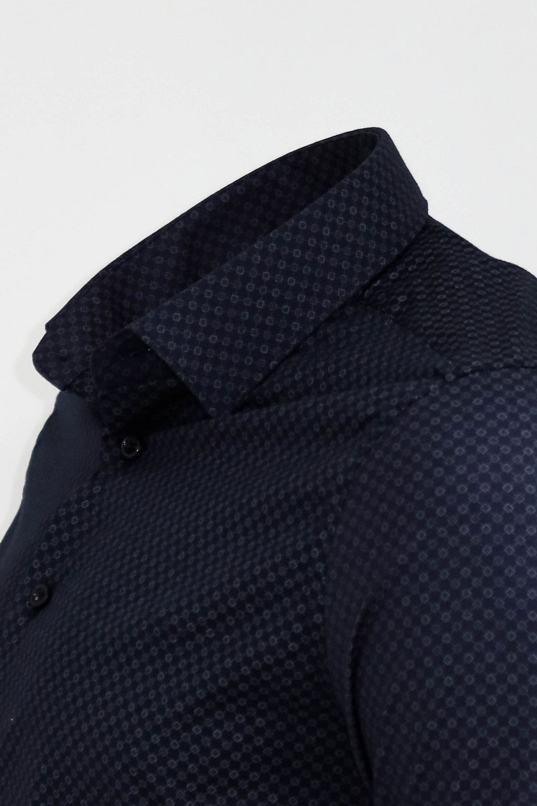 WSS Dark Blue Tiny Check Patterned Slim Fit Shirt  - Singen