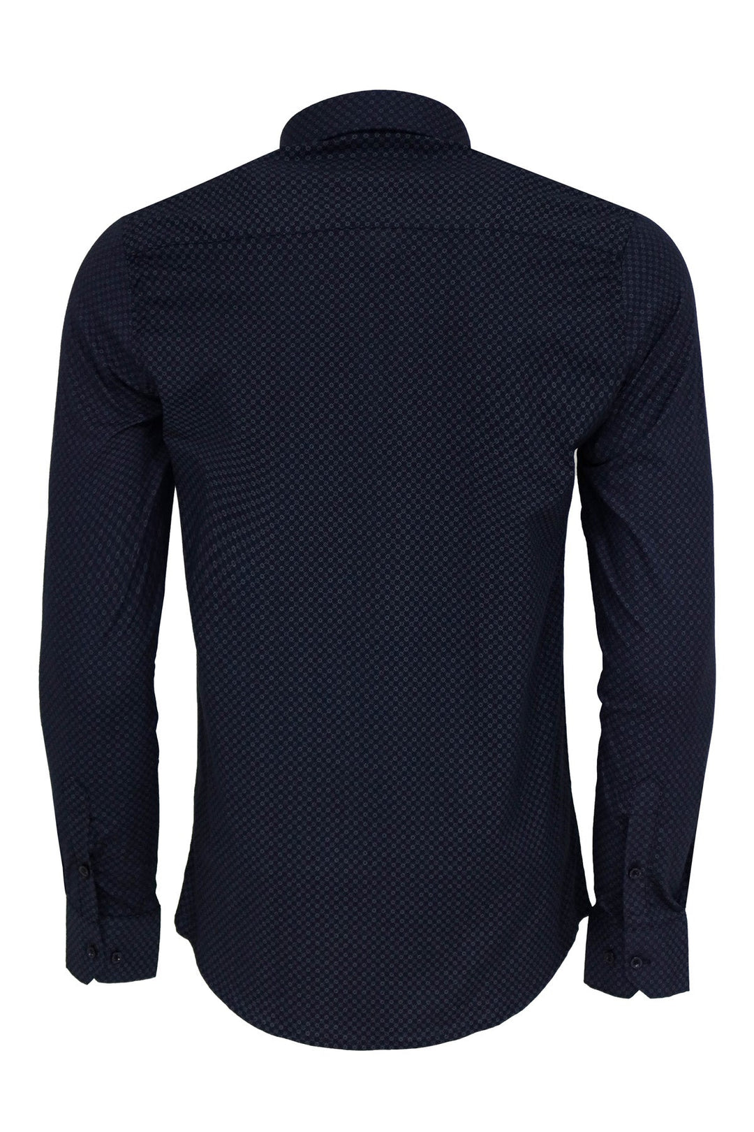 WSS Dark Blue Tiny Check Patterned Slim Fit Shirt  - Singen