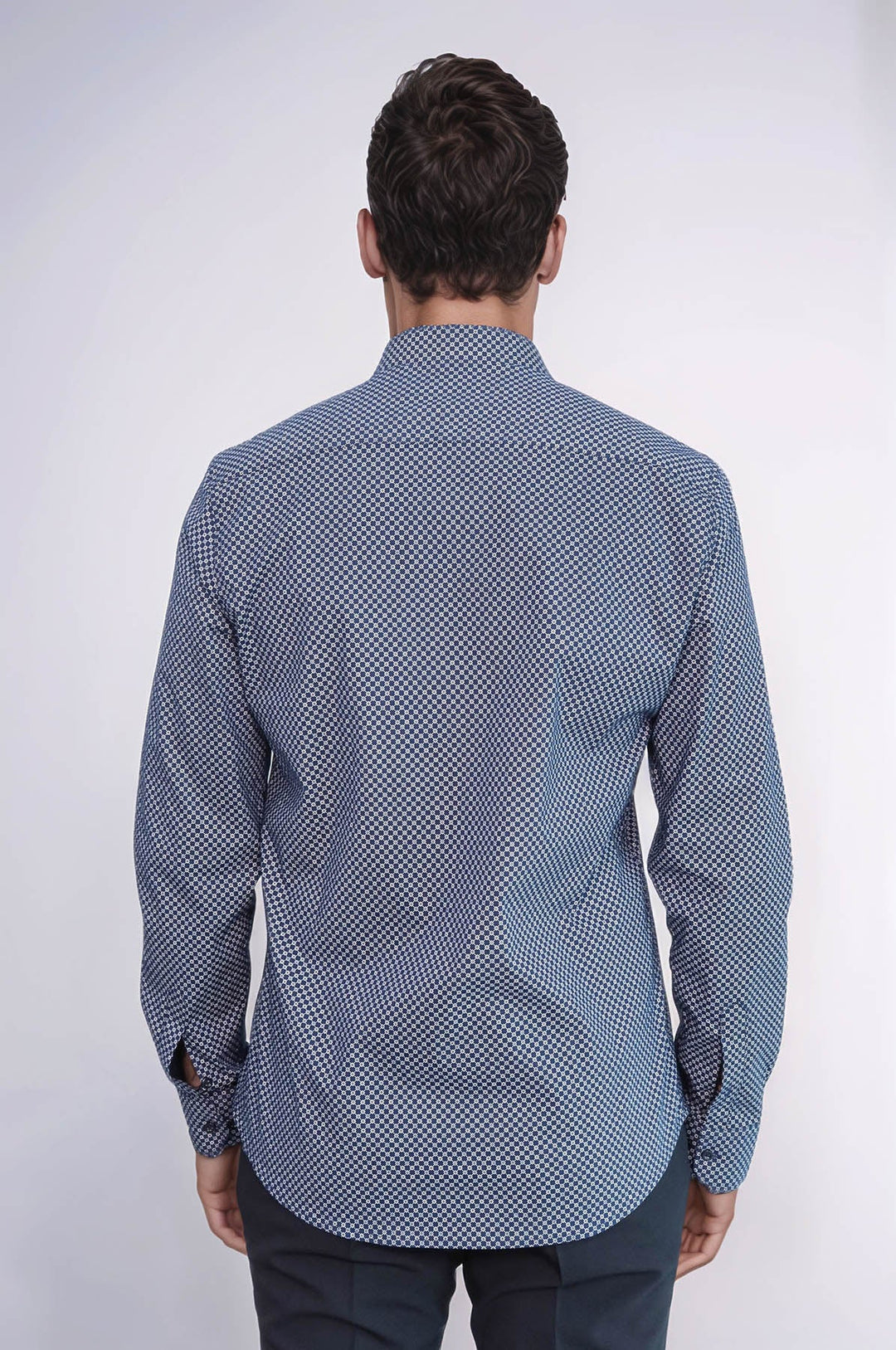 WSS Tiny Check Patterned Slim Fit Blue Men Shirt  - Berlin