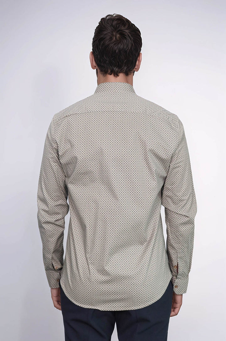 WSS Tiny Check Patterned Slim Fit Light Brown Men Shirt  - Doncaster