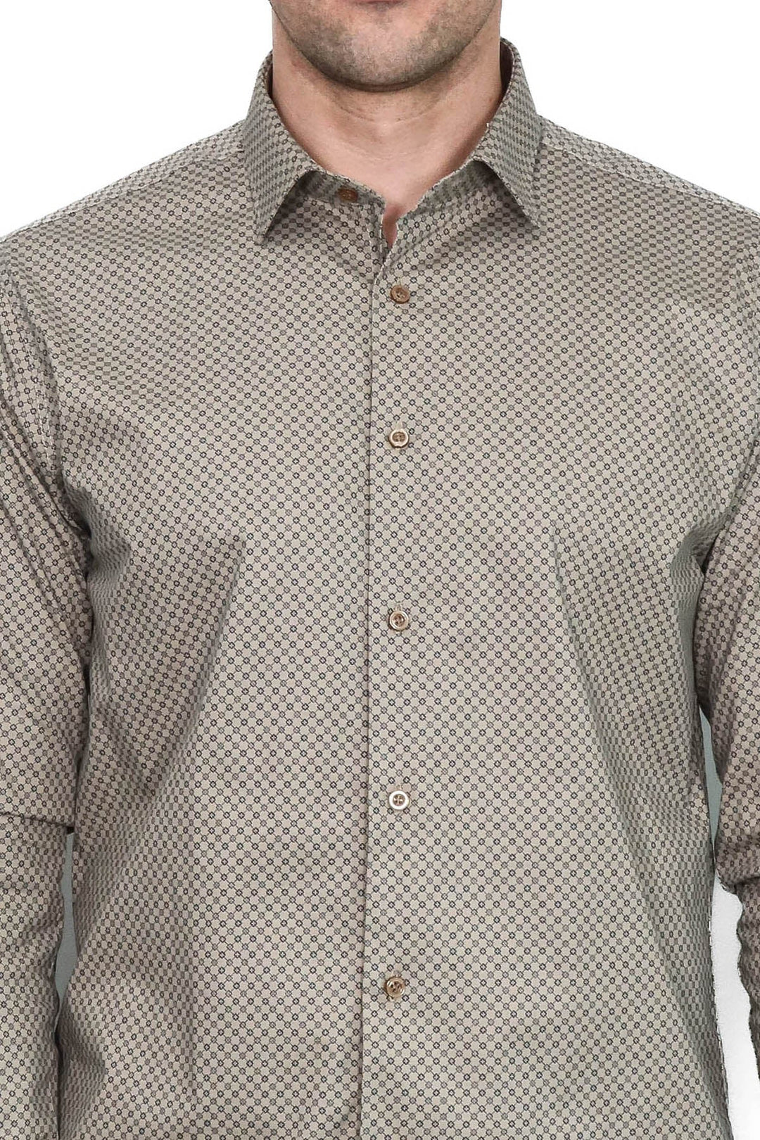 WSS Tiny Check Patterned Slim Fit Light Brown Men Shirt  - Doncaster