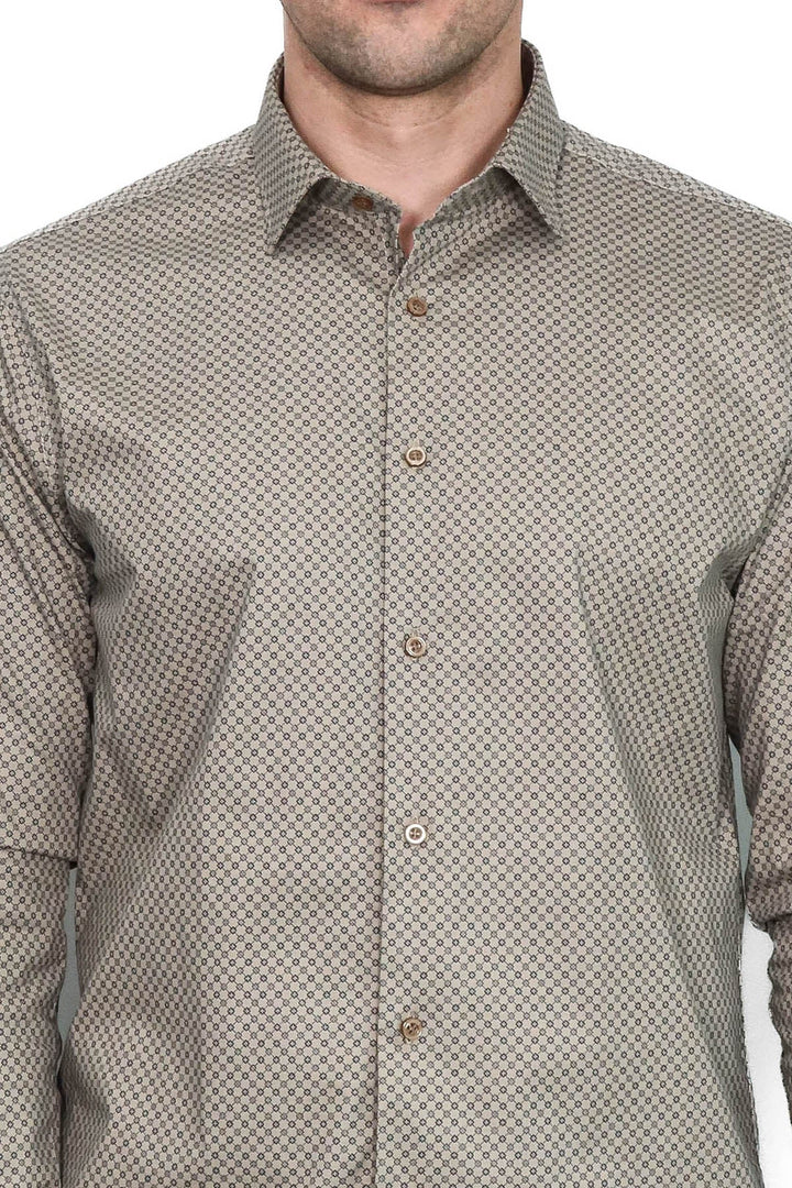 WSS Tiny Check Patterned Slim Fit Light Brown Men Shirt  - Doncaster