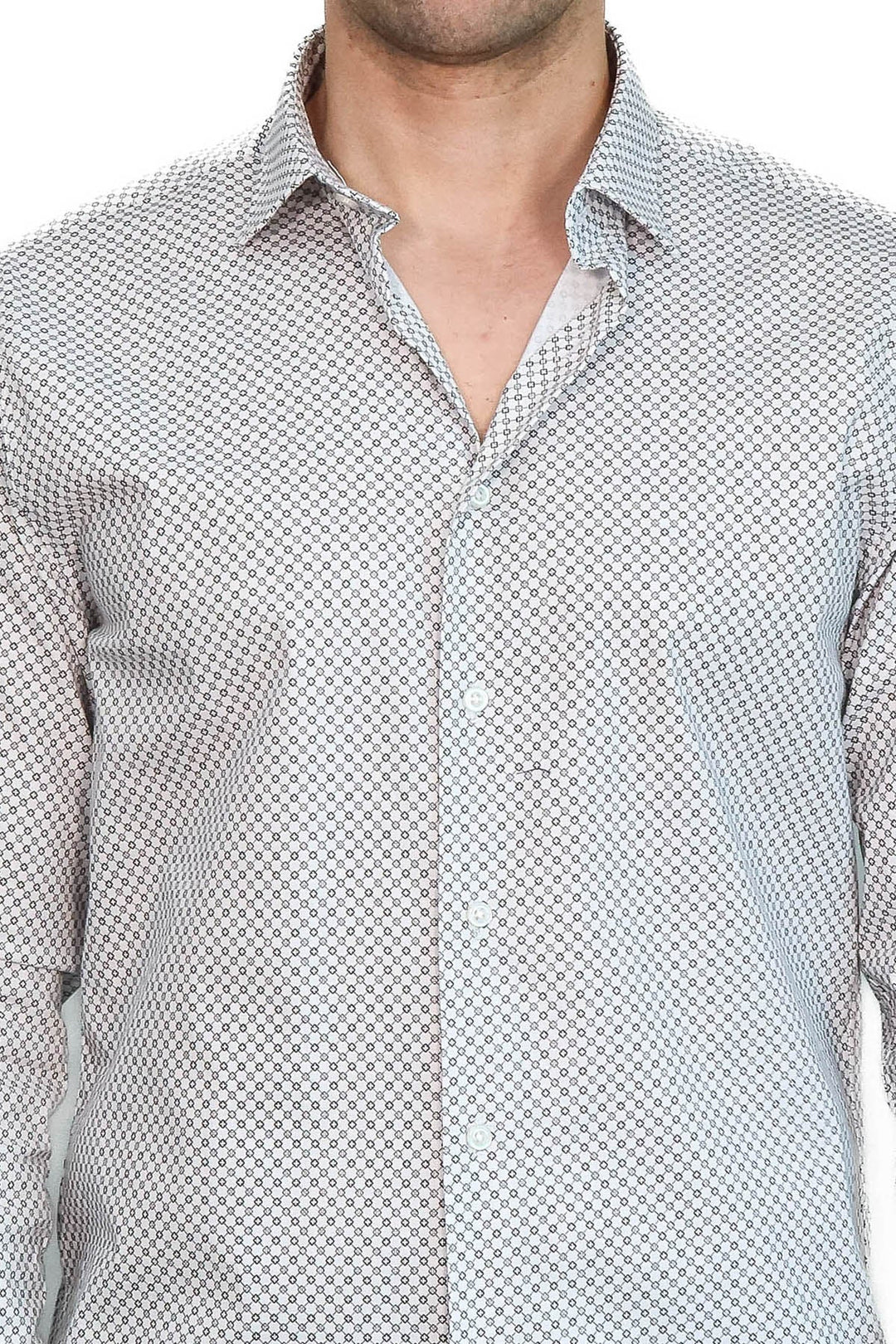 WSS White Tiny Check Patterned Slim Fit Shirt  - León de los Aldama