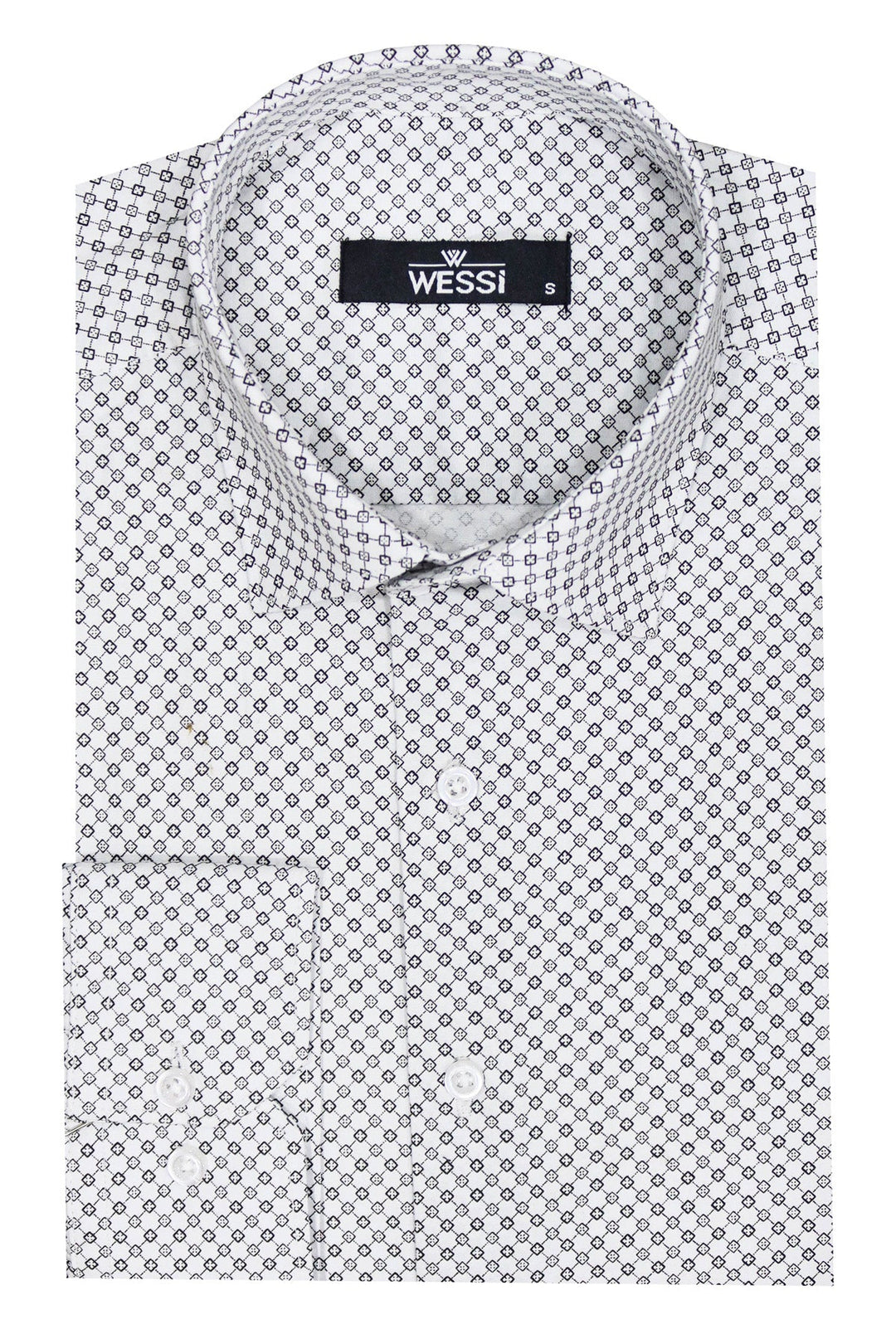 WSS White Tiny Check Patterned Slim Fit Shirt  - Singen