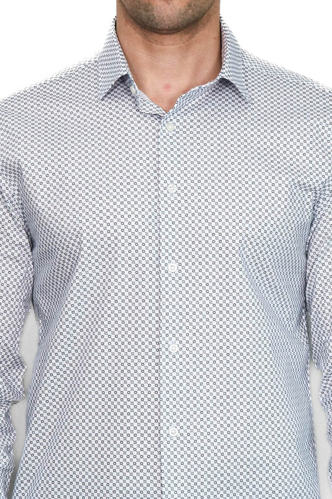 WSS White Tiny Check Patterned Slim Fit Shirt  - Borehamwood