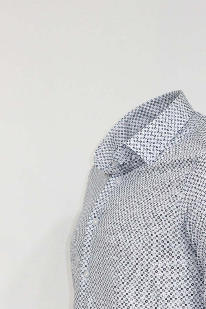 WSS White Tiny Check Patterned Slim Fit Shirt  - Singen