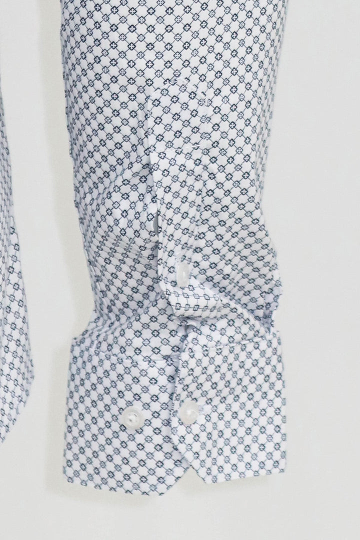 WSS White Tiny Check Patterned Slim Fit Shirt  - Singen