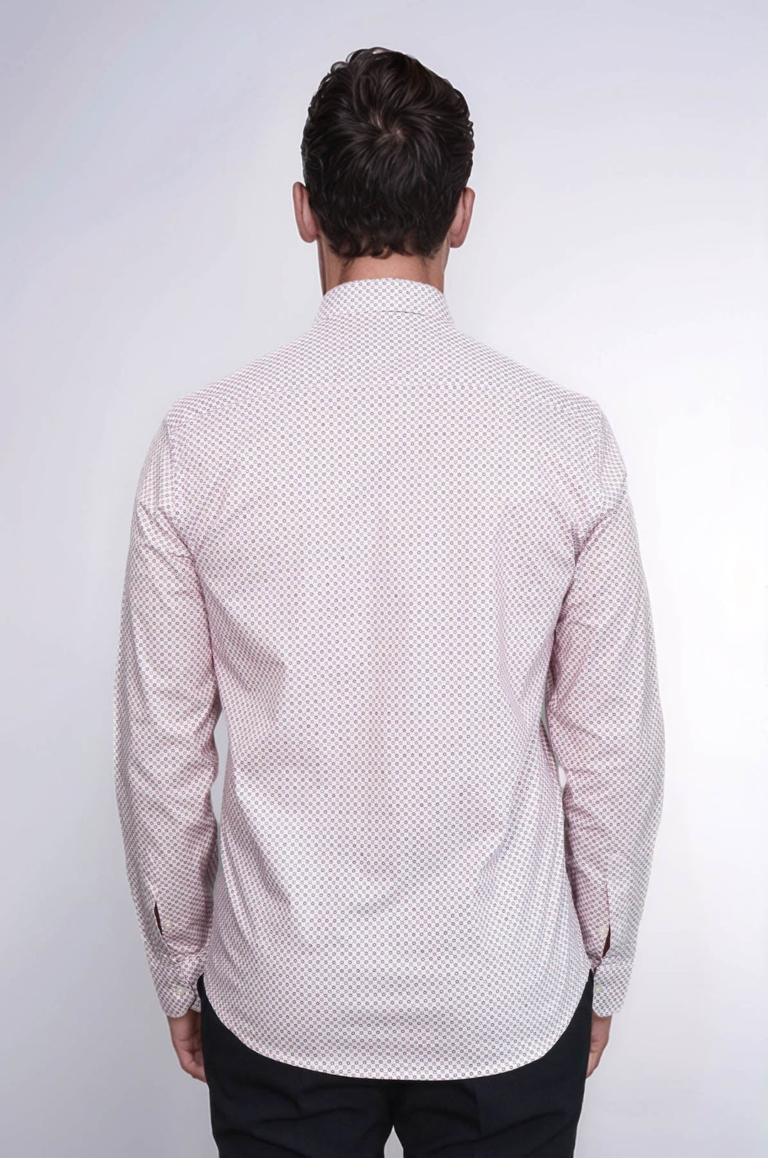 WSS Claret Red Tiny Check Patterned Slim Fit Men Shirt  - Siracusa