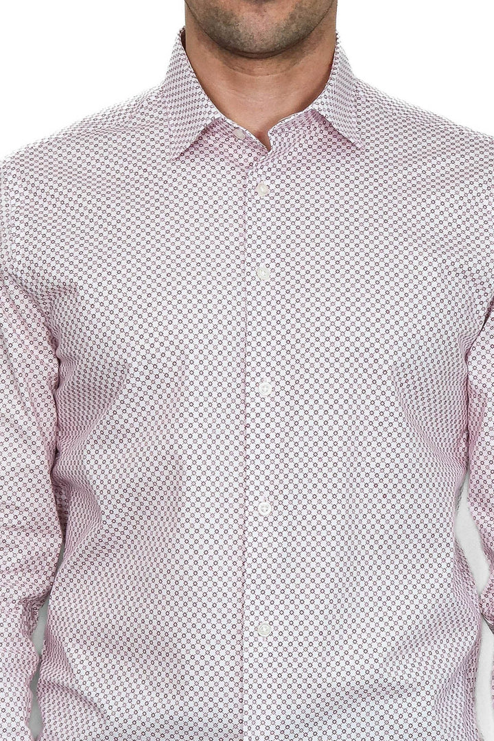 WSS Claret Red Tiny Check Patterned Slim Fit Men Shirt  - Siracusa