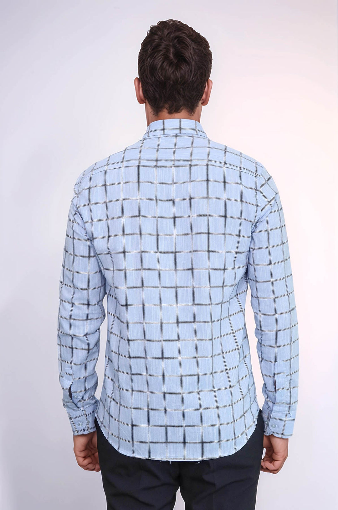 WSS Plaid Slim Fit Blue Men Shirt  - Alès
