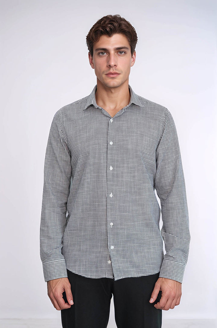 WSS Houndstooth Pattern Black Men Shirt  - Oberhausen
