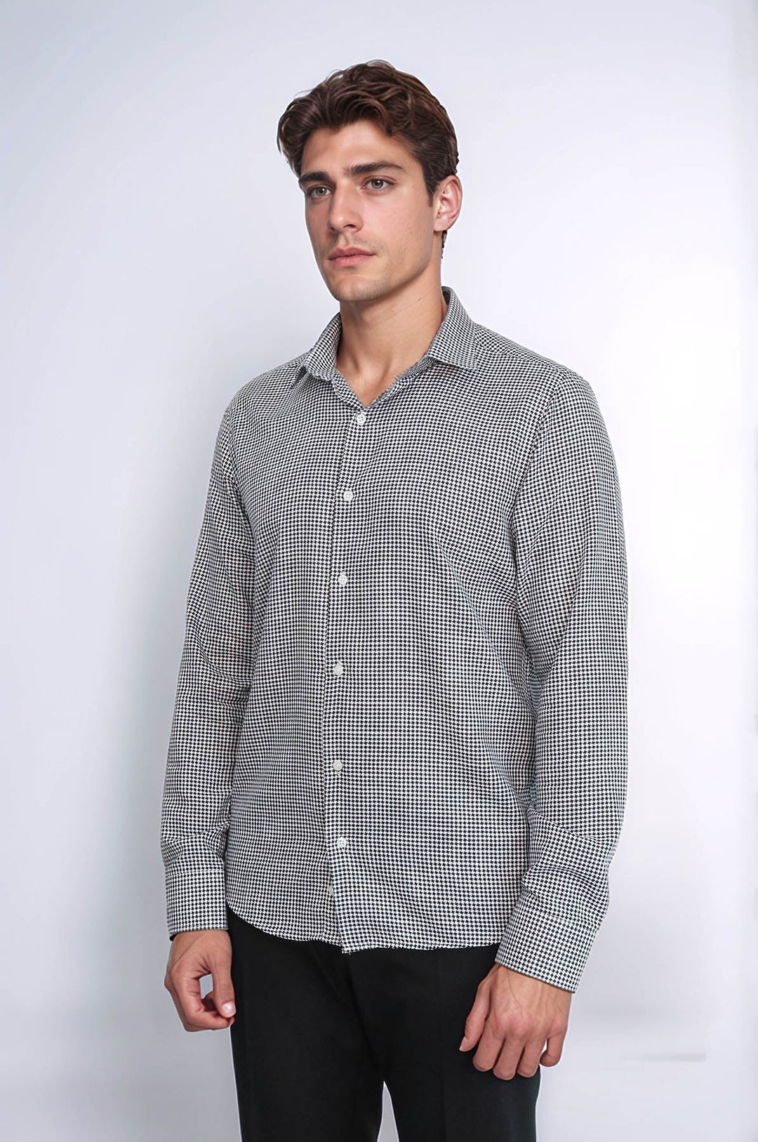 WSS Houndstooth Pattern Black Men Shirt  - Oberhausen