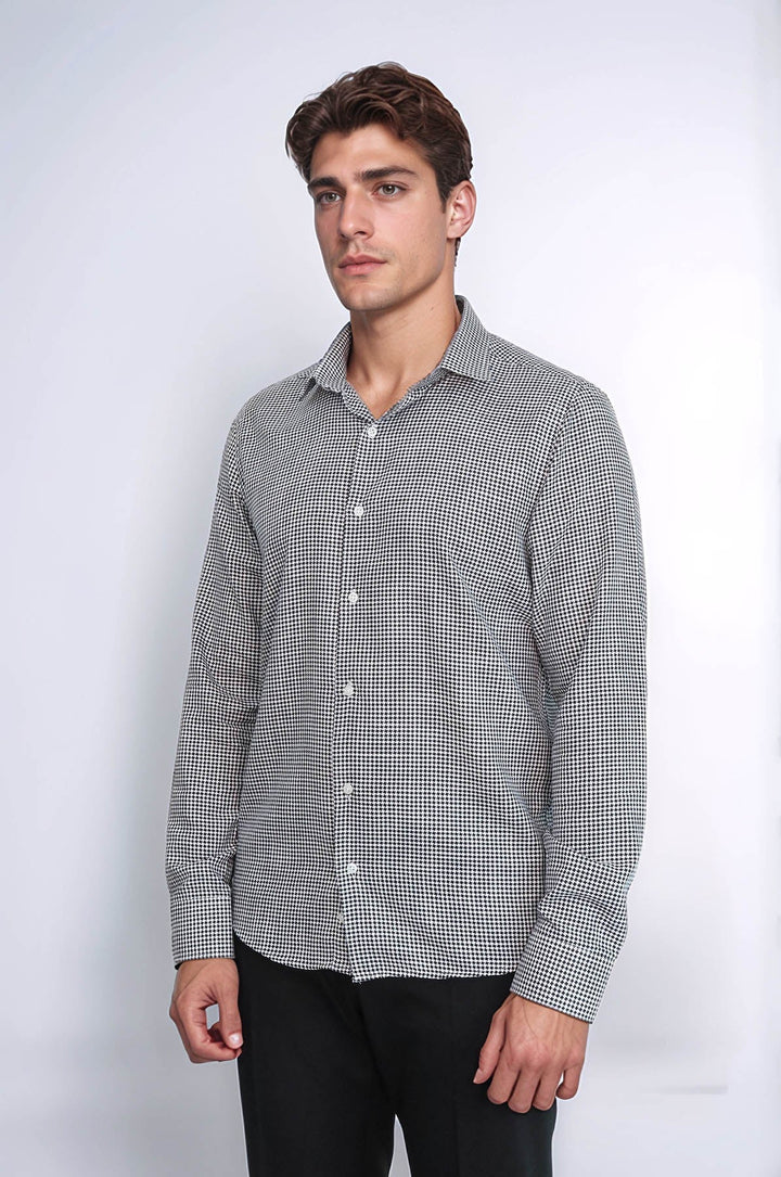 WSS Houndstooth Pattern Black Men Shirt  - Oberhausen