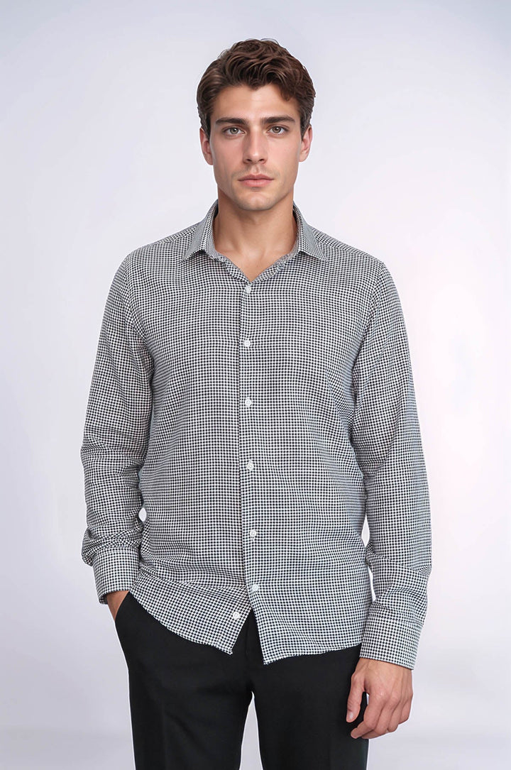 WSS Houndstooth Pattern Black Men Shirt  - Oberhausen