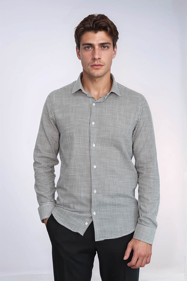 WSS Houndstooth Pattern Green Men Shirt  - Tulsa