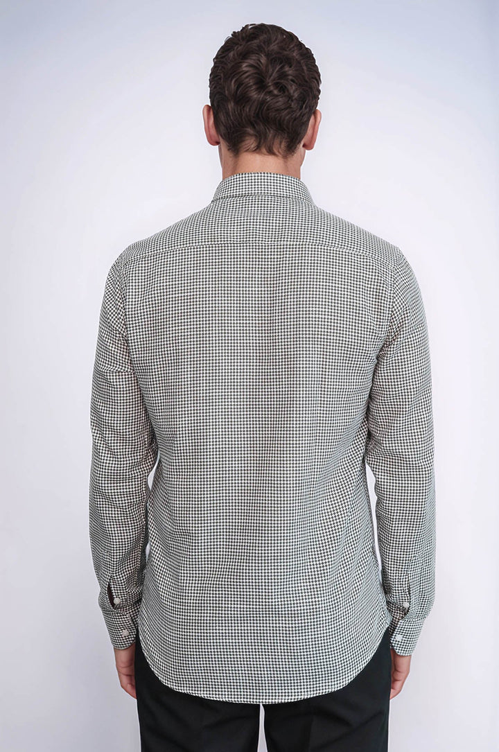 WSS Houndstooth Pattern Green Men Shirt  - Tulsa