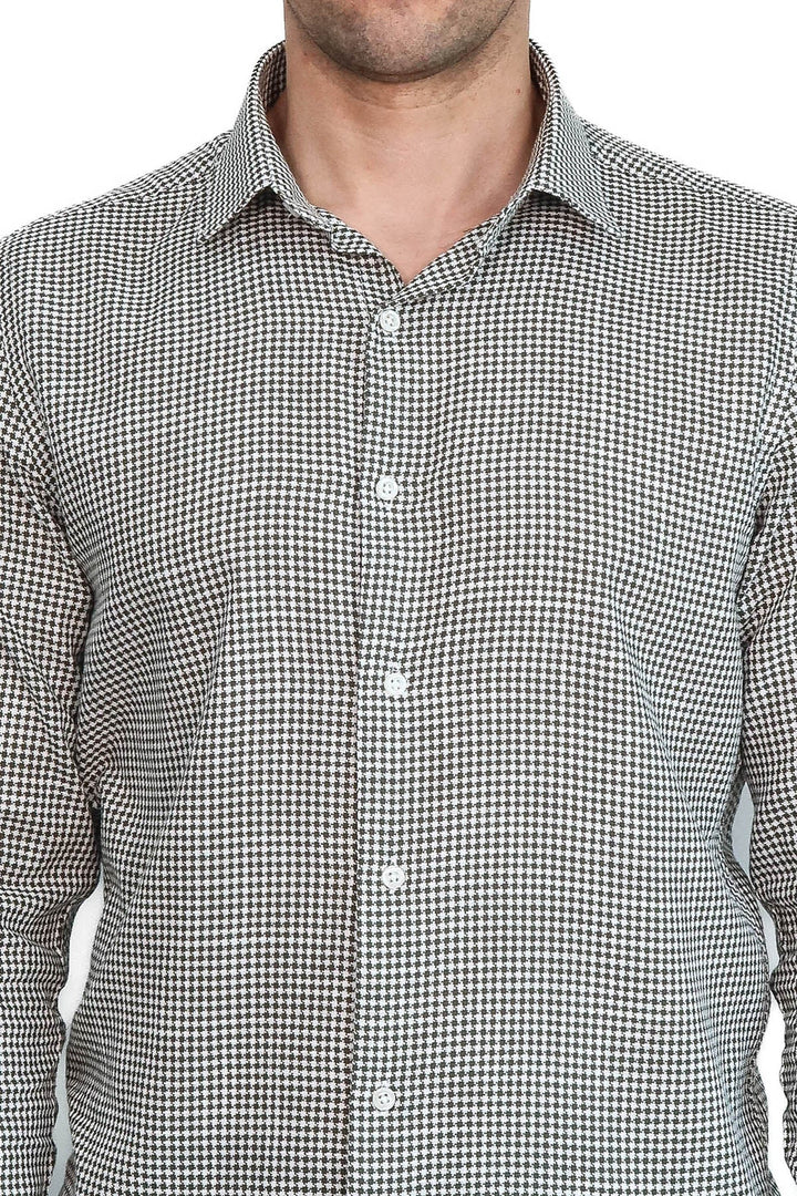WSS Houndstooth Pattern Green Men Shirt  - Tulsa