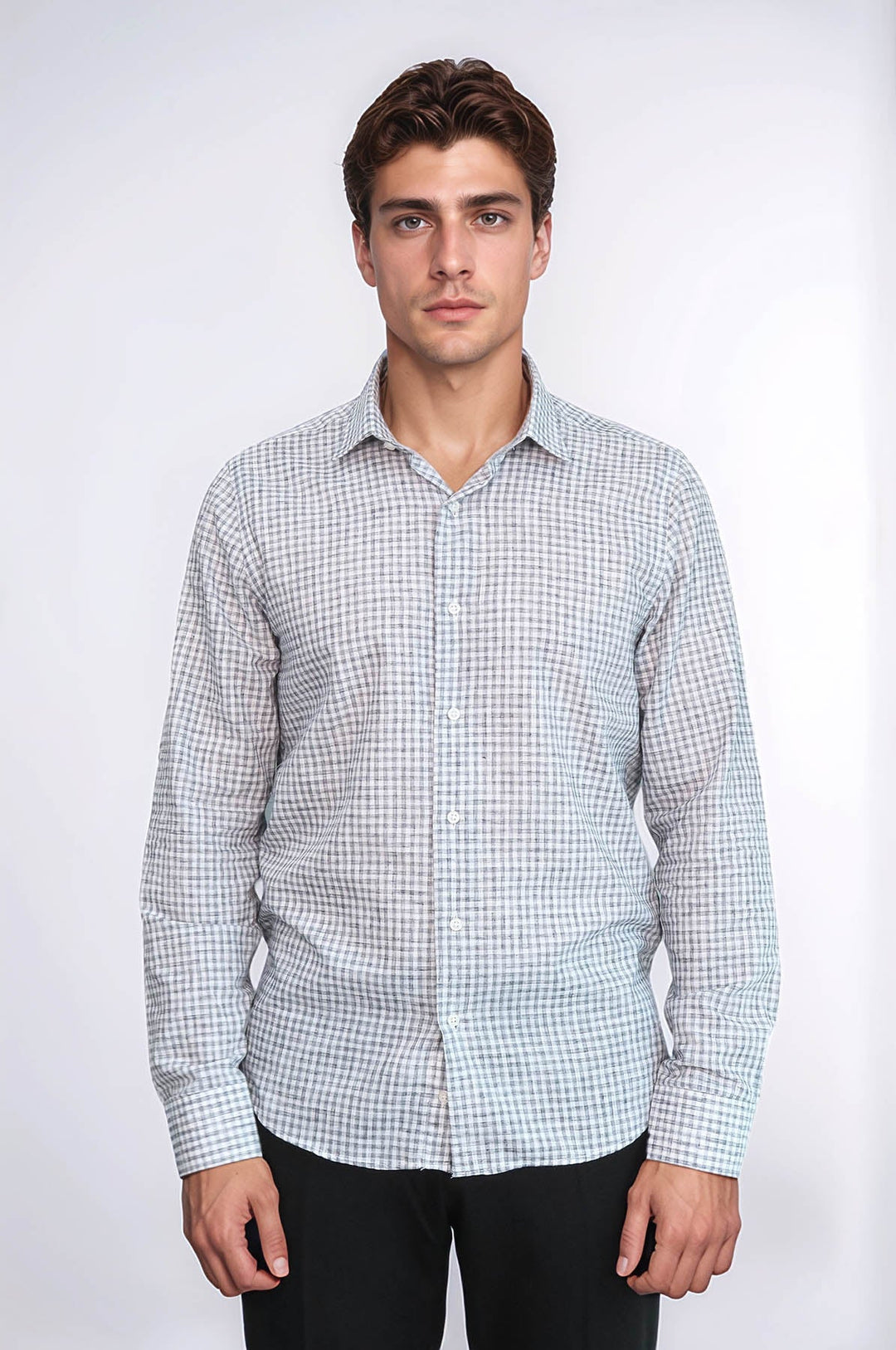 WSS Plaid Slim Fit Black Men Shirt  - Rocklin