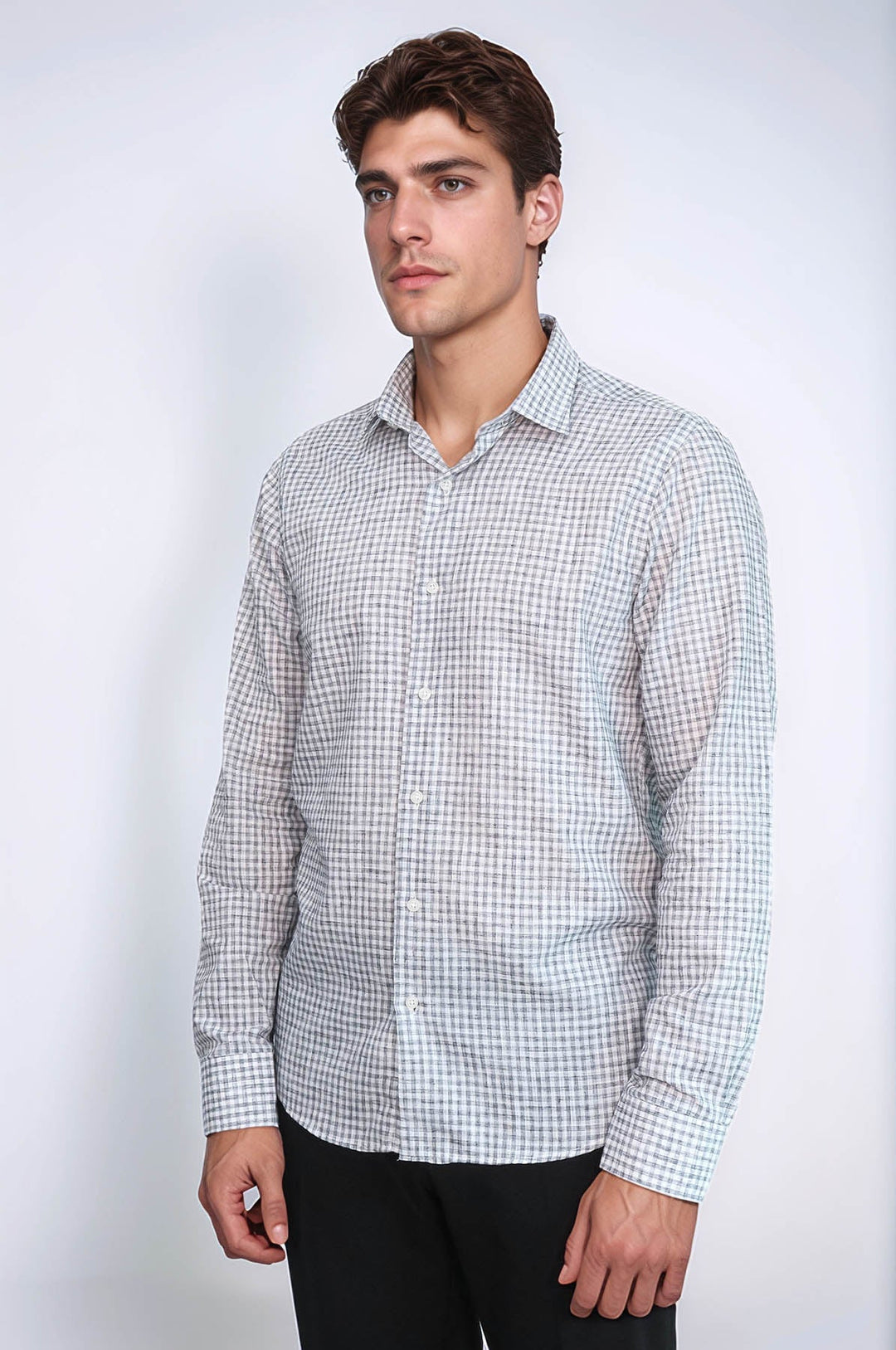WSS Plaid Slim Fit Black Men Shirt  - Rocklin