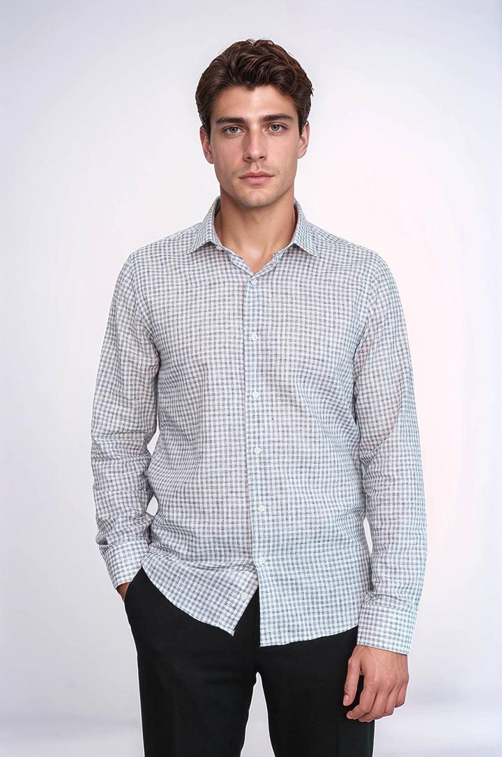 WSS Plaid Slim Fit Black Men Shirt  - Rocklin