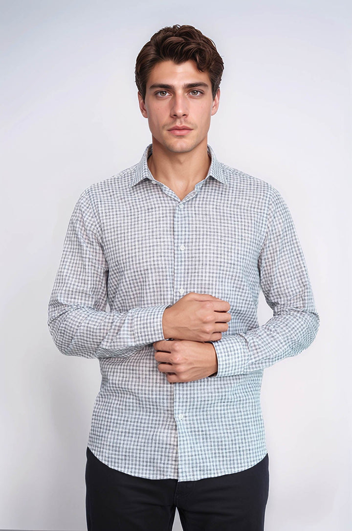 WSS Plaid Slim Fit Black Men Shirt  - Rocklin