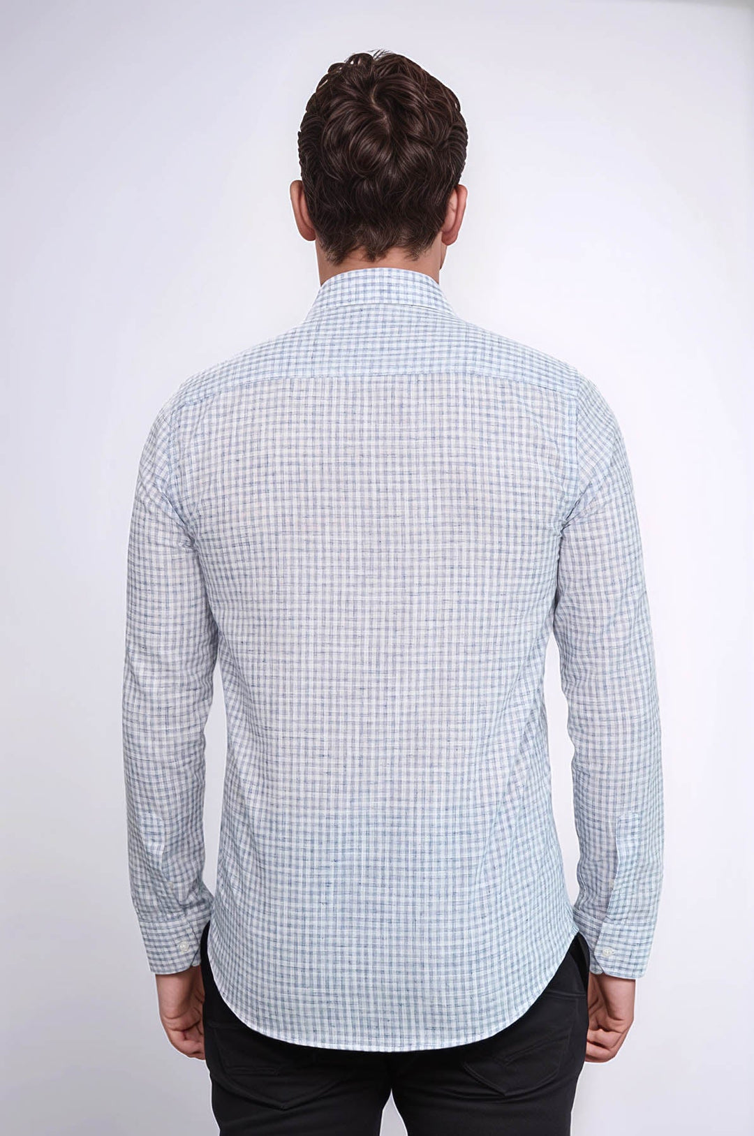WSS Plaid Slim Fit Navy Blue Men Shirt  - Calumet City
