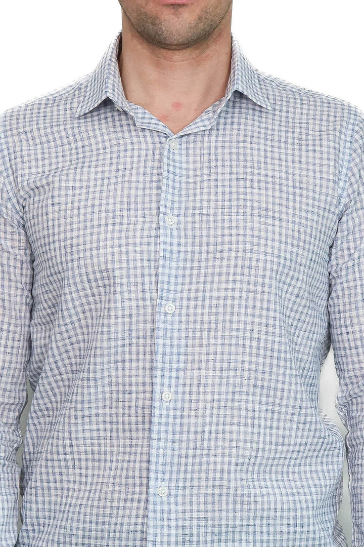 WSS Plaid Slim Fit Navy Blue Men Shirt  - Calumet City