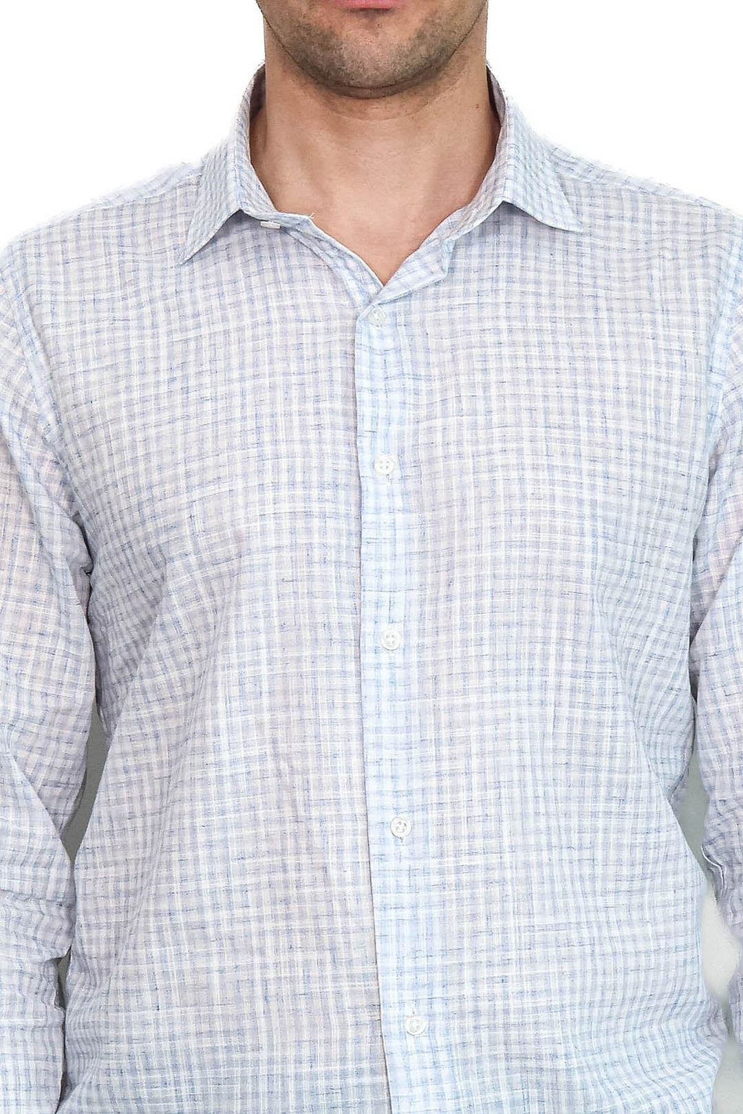WSS Plaid Slim Fit Sky Blue Men Shirt  - Popeşti-Leordeni