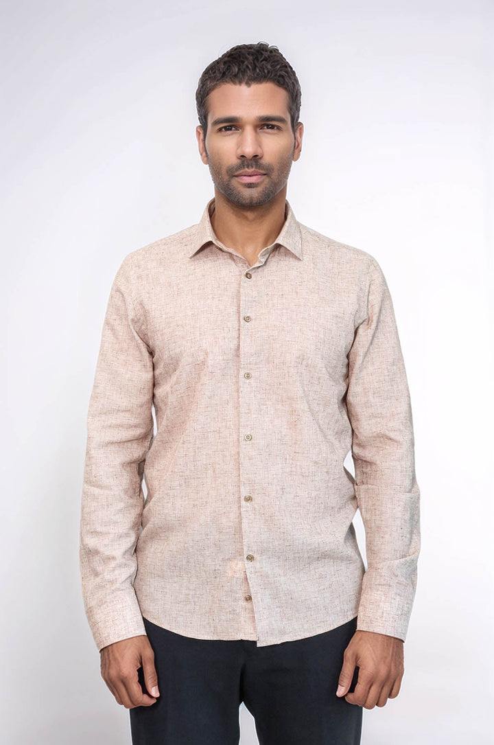 WSS Slim Fit Patterned Brown Men Shirt  - Dearborn