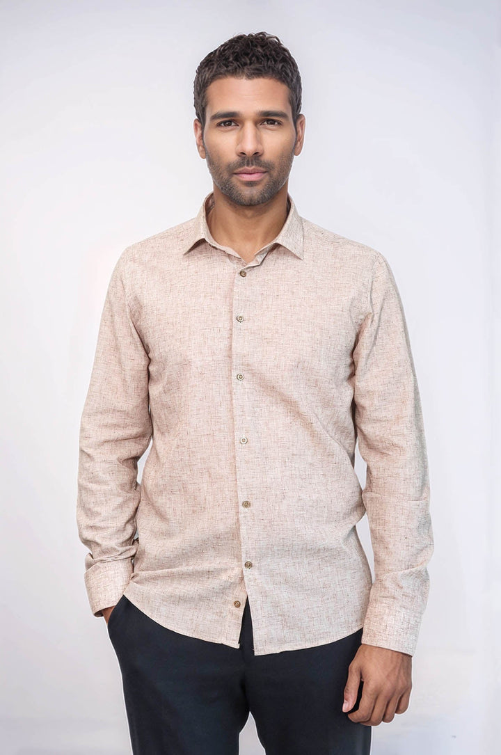 WSS Slim Fit Patterned Brown Men Shirt  - Dearborn