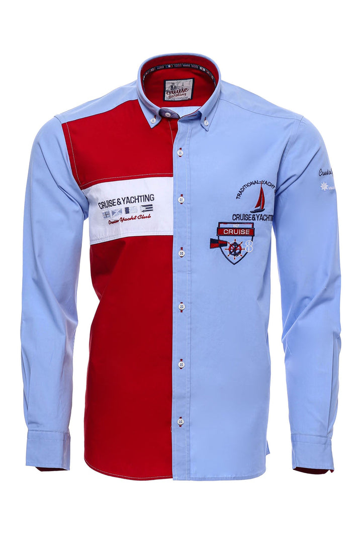 WSS Cruise Yachting Crested Light Blue-Red Shirt- - Boucherville