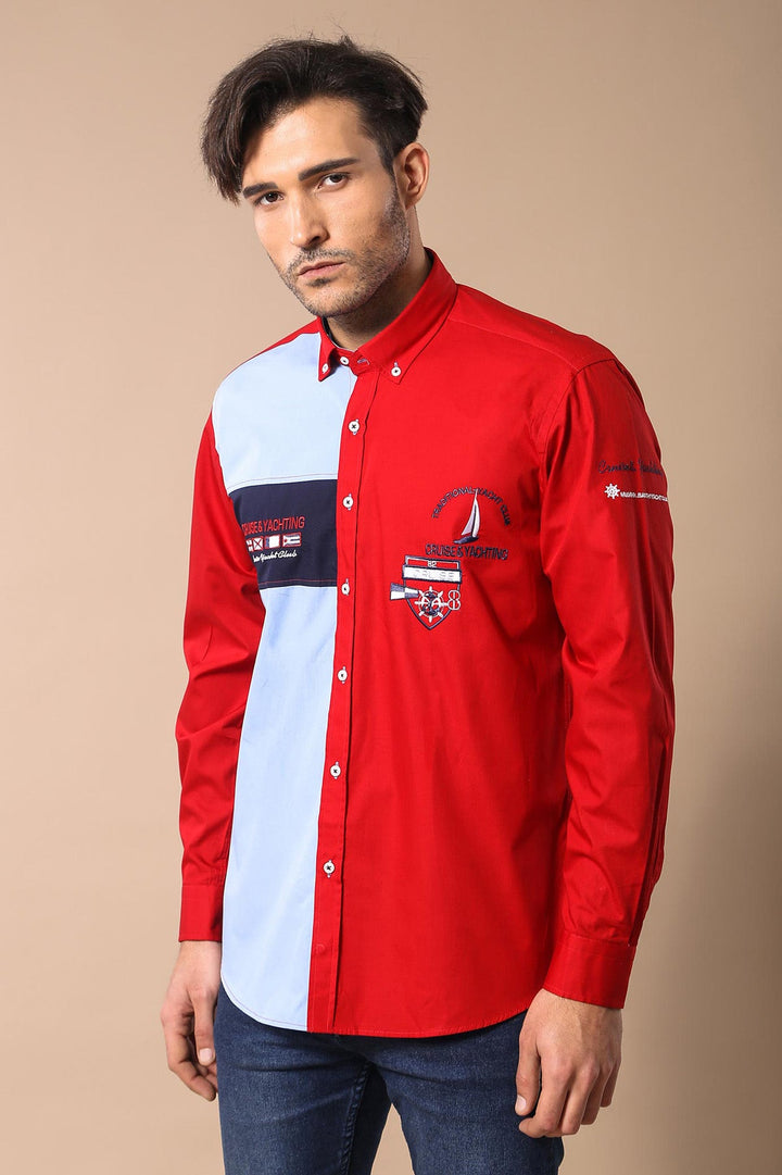 WSS Cruise Yachting Crested Red-White Shirt- - Carrollwood