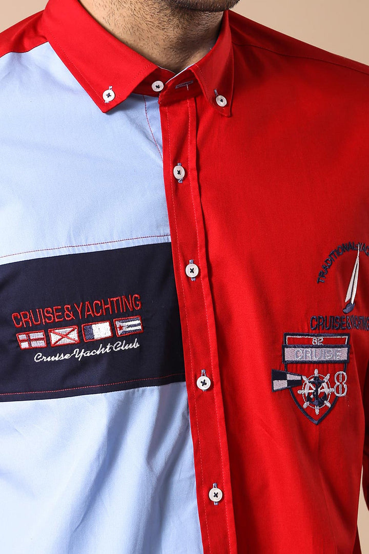 WSS Cruise Yachting Crested Red-White Shirt- - Carrollwood