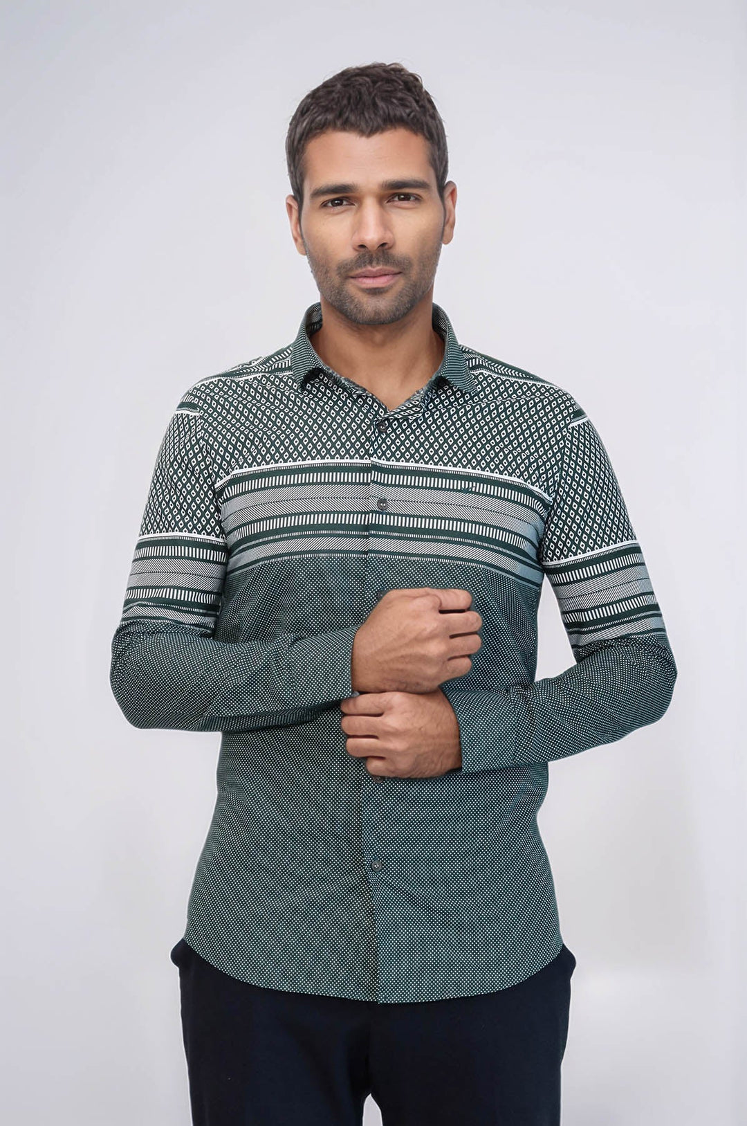 WSS Green Diamond Patterned Shirt  - Makiivka
